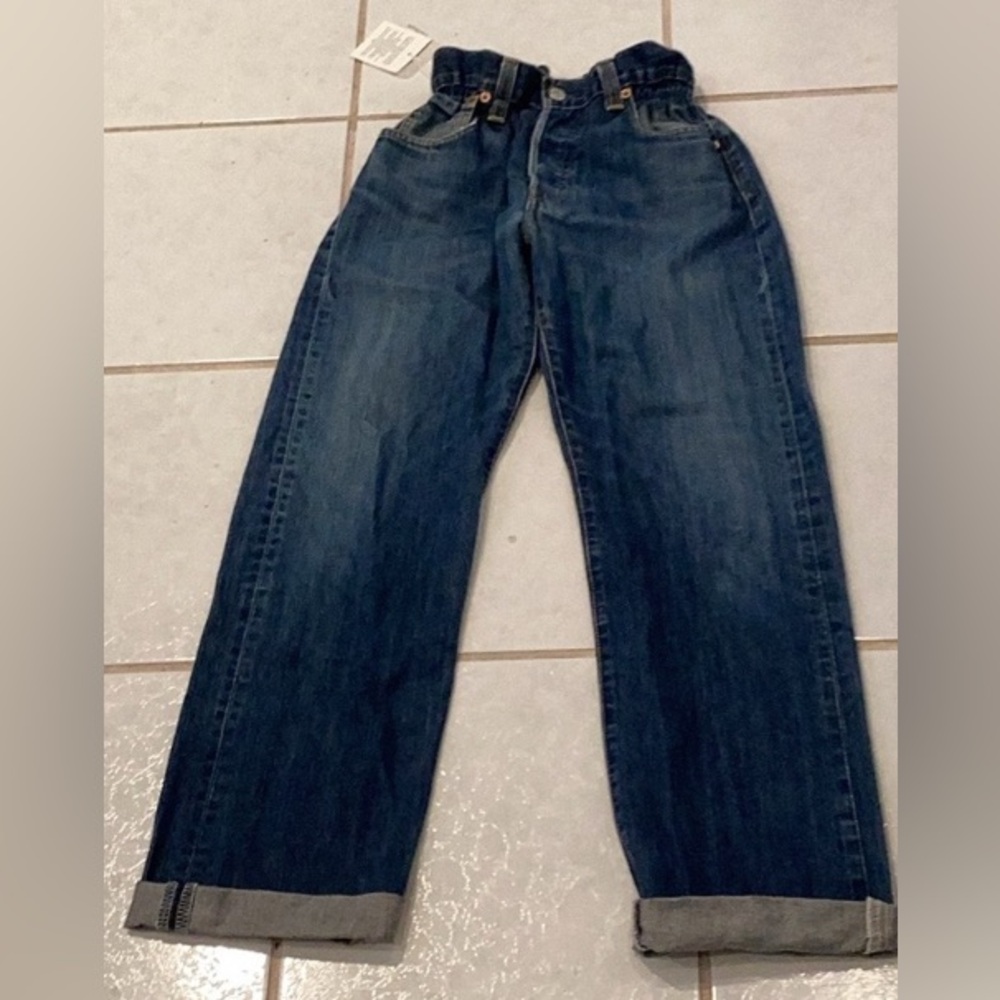 Je Suis vintage Levis 501 re-made in Italy raw edge cuffed Blue Denim Jeans XS